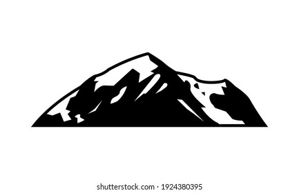 Mountain silhouette. Rocky mountain icon or logo. Vector illustration.