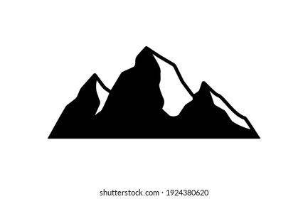 Mountain silhouette. Rocky mountain icon or logo. Vector illustration.