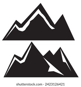 Mountain silhouette. Rocky mountain icon or logo. Vector illustration.