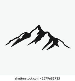 Mountain silhouette. Rocky mountains icon with white background