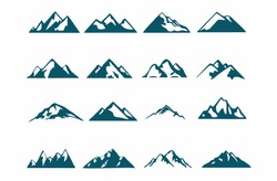 mountain silhouette , set of blue rocky mountain silhouette. bundle vector.