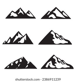 mountain silhouette , set of blue rocky mountain silhouette. bundle vector.