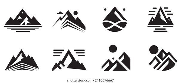 mountain silhouette , set of blue rocky mountain silhouette. bundle vector.