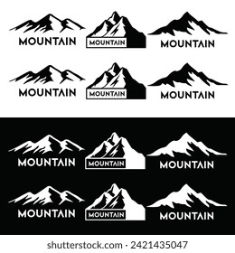 mountain silhouette , set of blue rocky mountain silhouette. bundle vector.