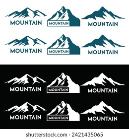 mountain silhouette , set of blue rocky mountain silhouette. bundle vector.