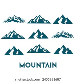 mountain silhouette , set of blue rocky mountain silhouette. bundle vector.