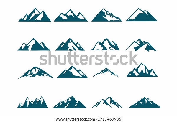 mountain silhouette , set of blue rocky mountain\
silhouette. bundle\
vector.