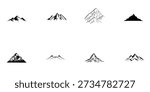 Mountain Silhouette Set, Line art outline set, vector and illustration 