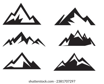 Silhouette de montaña , conjunto de silueta de montaña rocosa. vector de agrupamiento.