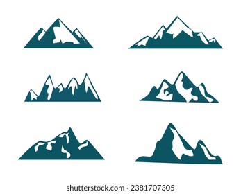 Mountain silhouette , set of  rocky mountain silhouette. bundle vector.