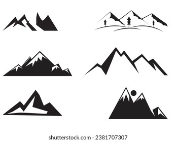 Mountain silhouette , set of  rocky mountain silhouette. bundle vector.