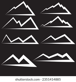 Mountain silhouette set. Rocky mountains icon or logo collection. Vector illustration.