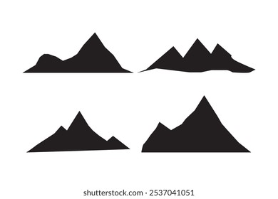 Conjunto de silueta de montaña. Icono de las montañas rocosas o colección de logotipo. Ilustración vectorial.