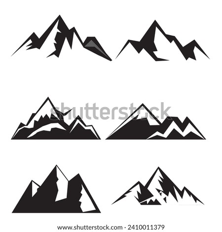 Mountain silhouette set. Rocky mountains icon or logo collection. Vector illustration. 商業照片 © 
