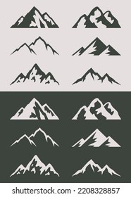 Mountain silhouette set. Vector illustration.