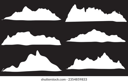 Mountain silhouette set.high mountain abstract background collection.