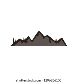 Mountain silhouette shape symbol. Outdoor icon isolated on white background. Stock vector element for logo creation.