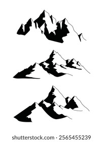 mountain silhouette three type black white vector design