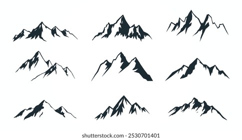 Arte vectorial de silueta de montaña, iconos y gráficos