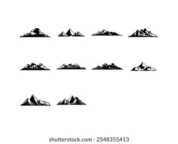 Mountain Silhouette Vector Element Set