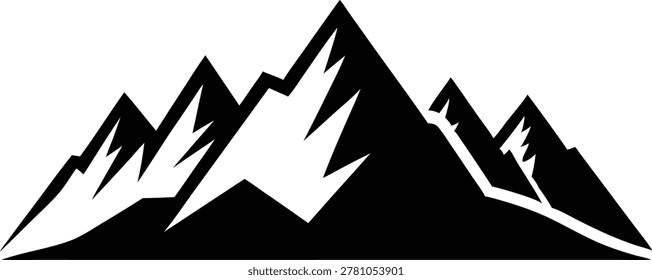 Mountain silhouette vector flat illustration landscape isolated on white background