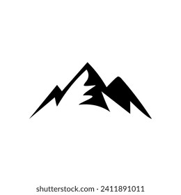 Mountain Silhouette Vektorsymbol. Schwarz-Weiß-Bergsymbol