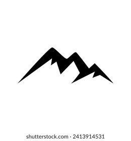 Mountain silhouette vector icon. Black and white mountain icon