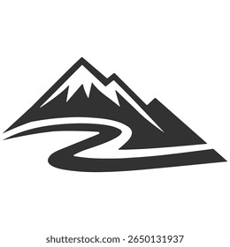 Silhueta de montanha, ícone de montanha vetorial, modelo de logotipo de pico preto, símbolo de paisagem minimalista, caminhadas e viagem elemento de design, arte gráfica isolada em fundo transparente.