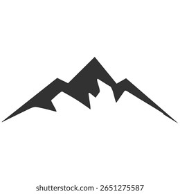 Silhueta de montanha, ícone de montanha vetorial, modelo de logotipo de pico preto, símbolo de paisagem minimalista, caminhadas e viagem elemento de design, arte gráfica isolada em fundo transparente.