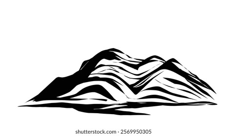 mountain silhouette. Mountain vector. Mountain silhouette - vector icon on white background. Vector illustration.