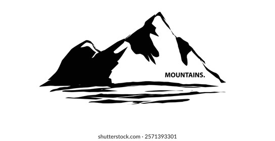 Mountain silhouette. Mountain vector. Mountain silhouette - vector icon on white background. Vector illustration