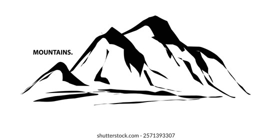 Mountain silhouette. Mountain vector. Mountain silhouette - vector icon on white background. Vector illustration