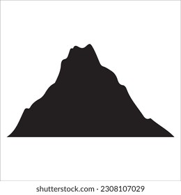 Mountain Silhouette - Vektorsymbol. Felsspitzen. Gebirge. Wald, Schwarz-Weiß-Bergsymbol einzeln