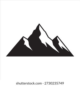 Mountain silhouette - vector icon. Rocky peaks. Mountains ranges. Black and white mountain icon.