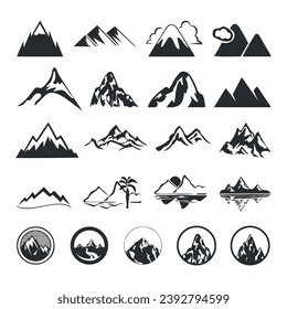 Mountain silhouette vector icon set collection with different concepts.
