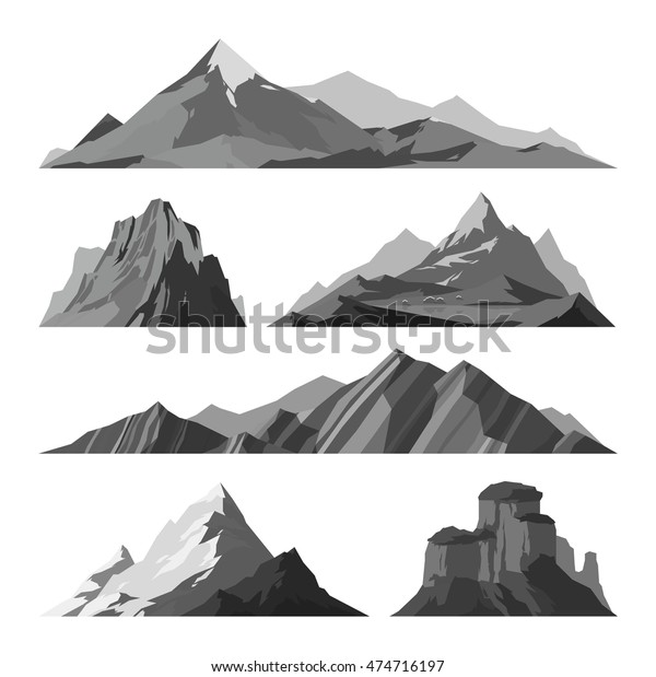 山のシルエットベクターイラスト 石造の旅の冒険風景 のベクター画像素材 ロイヤリティフリー