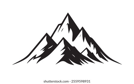 Mountain silhouette vector on white background. Single mountain silhouette. Mountain vector.