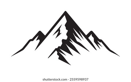 Mountain silhouette vector on white background. Single mountain silhouette. Mountain vector.