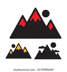 Mountain silhouette vector on white background