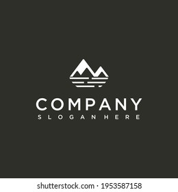 mountain silhouette vector outline logo design , logo lountain 