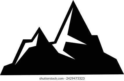 mountain silhouette vector, Mountain peaks silhouettes. Isolated rocky mountain. rock, hill, peak logos. decorative symbols Camping mountain logo, travel labels, climbing or hiking badges.