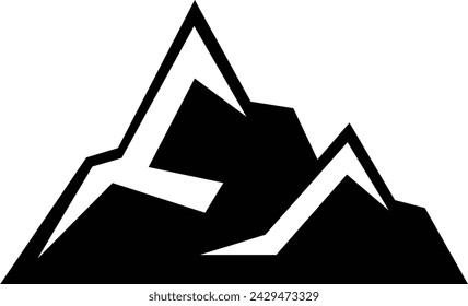 mountain silhouette vector, Mountain peaks silhouettes. Isolated rocky mountain. rock, hill, peak logos. decorative symbols Camping mountain logo, travel labels, climbing or hiking badges.