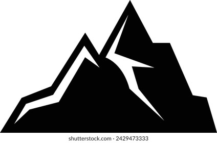 mountain silhouette vector, Mountain peaks silhouettes. Isolated rocky mountain. rock, hill, peak logos. decorative symbols Camping mountain logo, travel labels, climbing or hiking badges.