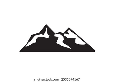 mountain silhouette vector, Mountain peaks silhouettes. Isolated rocky mountain. rock, hill, peak logos. decorative symbols Camping mountain logo, travel labels, climbing or hiking badges.