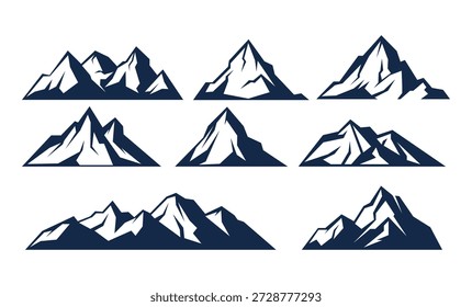 Mountain silhouette vector set. Clean nature design for outdoor backgrounds.