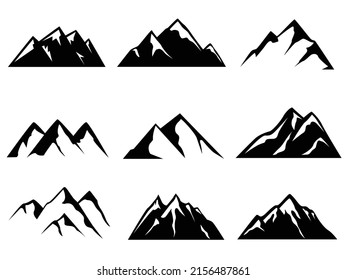 Mountain Silhouettes Clip Art Collection Set Stock Vector (Royalty Free ...