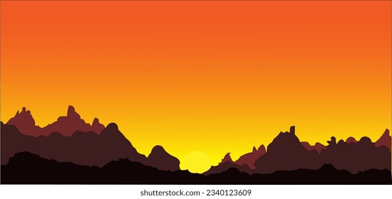 siluetas de montaña por la noche al atardecer