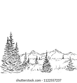 mountain silhouettes and nature viewscape panorama