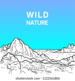 mountain silhouettes and nature viewscape panorama