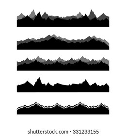 Mountain silhouettes on the white background.  EPS 8